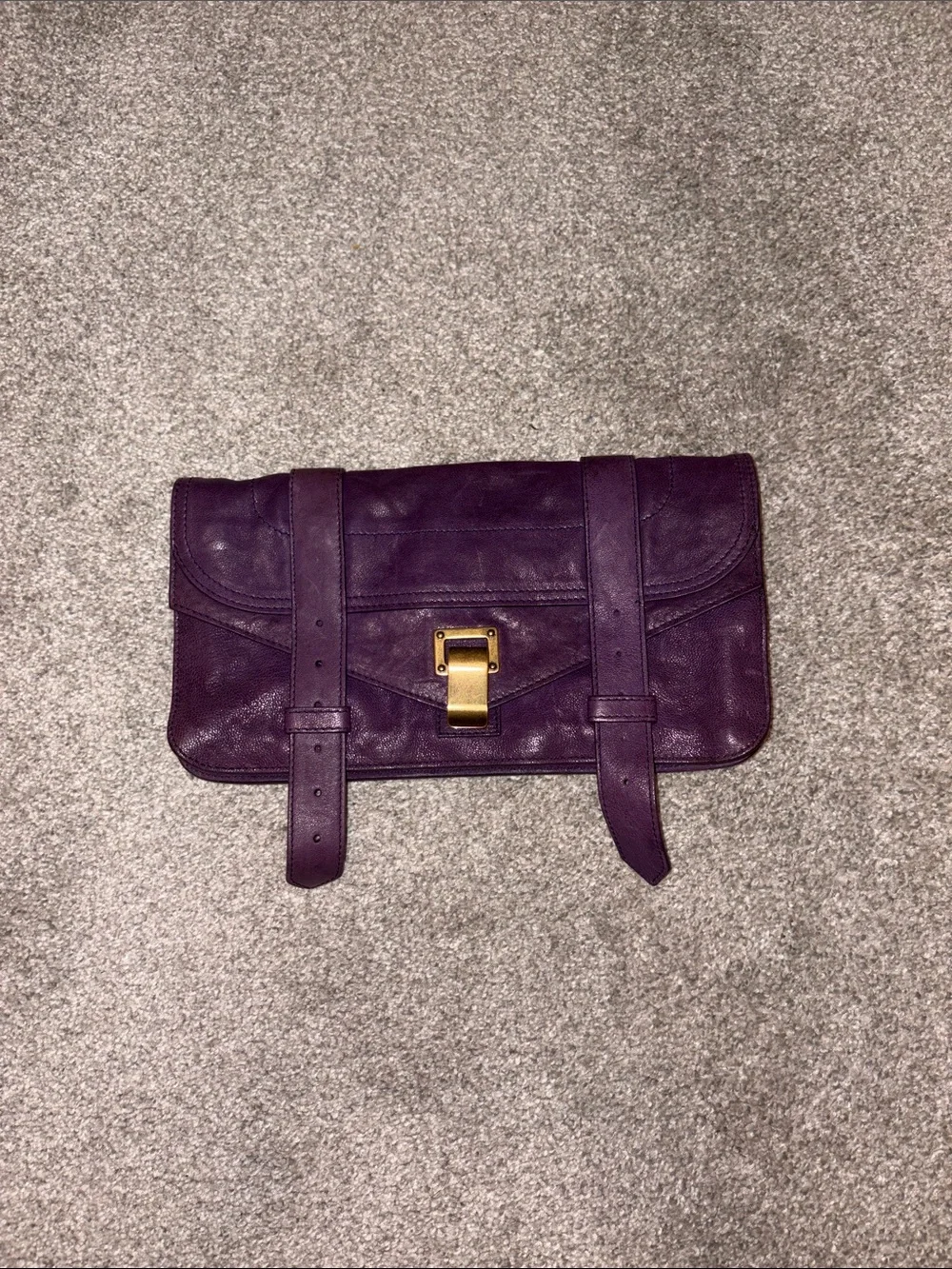 Proenza Schouler Purple Leather Clutch with Gold Hardware